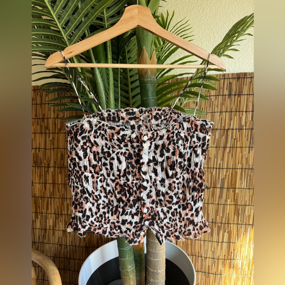 Free People One Meridian Corset Tank Top in leopard print